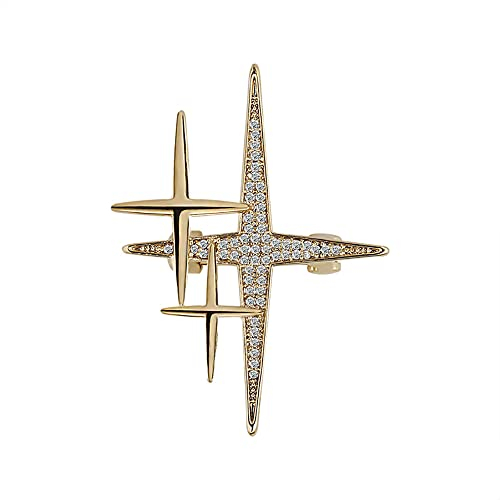 Broche Croix Et Étoile Plaquée Or 14 Carats Pour Femmes, Filles, Hommes Et Femmes, Étoile En Cristal Pour Pull, Foulards, Robes, Vestes, Sacs à Dos, Broches, Accessoires De Bijoux Délicats