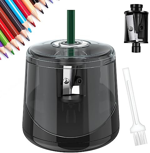 Skaaisont Pencil Sharpeners, Electric Pencil Sharpener with Container, Desktop Pencil Sharpener in Both Manual and Electric Modes for School, Home, Office