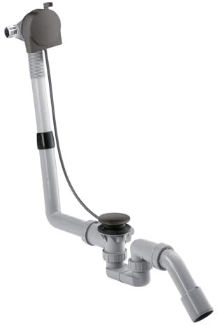 hansgrohe AXOR Exafill S kit complet, entrée de baignoire, garniture de vidage et de trop-plein, 58307340, Couleur: Brushed Black Chrome