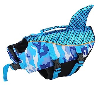 LYCICILI schwimmweste Hund mittel Reflektierende Schuppen-Schwimmweste for Hunde, Schwimmweste for Hunde, Badeanzug for Wasser, Pool, Kleidung for Haustiere, Badebekleidung (Color : Blue, Size : M)