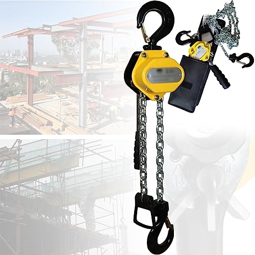 TAHALI Kettenzug 250/500/750/1500 kg Traglast und 1.5/3/6/9m Hubhöhe - Flaschenzug Hebelzug Ratschenzug Kranzug Seilzug,6M-0.25T