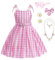 Costume rosa per cosplay, Halloween, feste di compleanno, con accessori, 3-12 anni, rosa, 4-5 anni