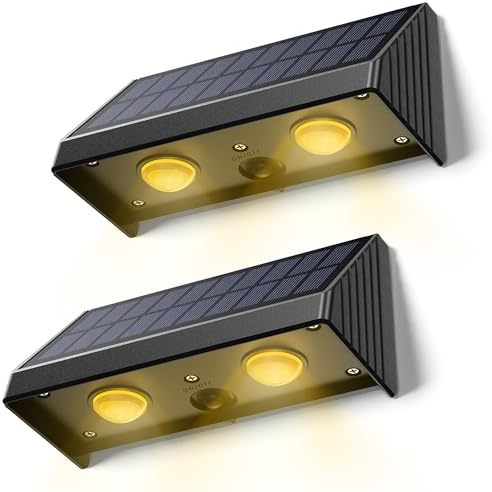 LeiDrail Solarlampen für Außen, 2 Stück Solar Wandleuchte Aussen, 5 Modes Dekorative Solar Lampe für die Garten Terrasse Stufen Treppen