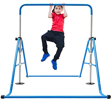 Gymnastikstange für Kinder,Reckstange Outdoor-Reck für den Garten-Klettergerüst für Kinder und Jugendliche Reckstange Höhenverstellbare Gymnastikstange für Kinder Home Gym Garten,115-155cm