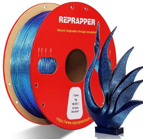 RepRapper PLA Filament 1.75 Glitter Blue Purple Gradient 3D Drucker Filament, Shiny Chameleon Color Change 1KG PLA 1.75mm (2.2lbs), Sparkle Colorshift by Light für 3D Drucker, Blue Purple Colorshift