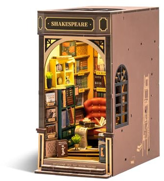 Rowood – Kit miniature de serre-livres en bois 3D pour adultes – Casse-livres miniature 3D – Insert décoratif pour bibliothèque – Loisirs créatifs en bois pour femme/homme – Librairie d'anniversaire