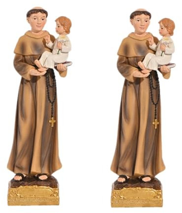 HOMSFOU 2st Antonius Ornament Katholische Religiöse Gabe Katholische Figur Antonius-heilige Figur Anthony Figur Altarfigur St. Judas-statuen Krippenfigur Büro Schreibtisch San Anton Harz