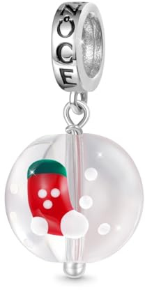 GNOCE Weihnachten Charm Anhänger Weihnachtsstrumpf Anhänger 925 Sterling Silber Gravierbarer individueller Geburtsstein-Herz-Charm Armband/Halskette Für Frauen Mädchen