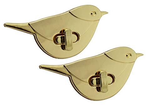 STOBOK Twist Turn Bag Clasp Lock Metal Fastening 2 Pack Golden Bird Pattern for Handbags Purses Clutches 2.7X1.2X0.8 Inch