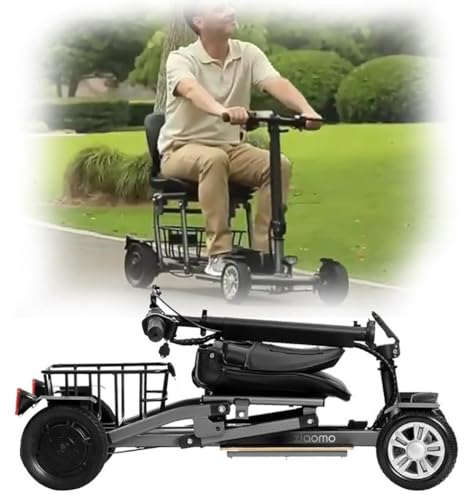 4-Rad-Mobilitätsroller,Elektrischer Rollstuhl Scooter,Vierrädriges Fahrzeug Für Erwachsene,Rollstuhl,Rollstuhl Faltbar Leicht,Aluminiumlegierung,Zuladung: 120 Kg grey