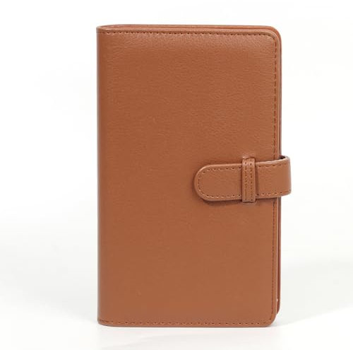 Easy Hood Fotoalbum, Foto Album mit 108 Taschen für Sofortbildkamera, PU Leder Fotobox, Kartenhalter, 3 Zoll Film Fotobuch,Braun