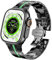 DEALELE Strap Compatible with Apple Watch 49mm 45mm 44mm 42mm, Thin Iron Man Stainless Steel Metal Replacement Bands for iWatch Series 9/8 / 7/6 / 5/4 / 3 / SE/Ultra Women Men, Black-green