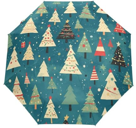 Polka Dots Xmas Tree Umbrella Automatic Folding Men Women Travel Umbrellas Auto Open Close Sun Blocking Windproof