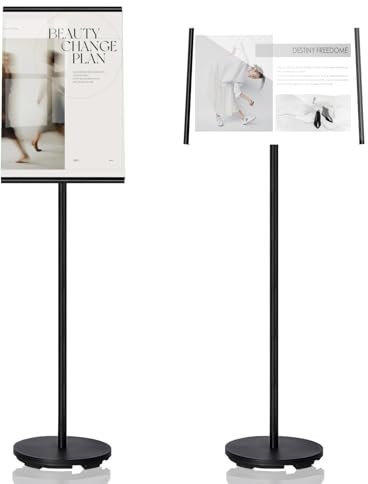 A3 Aufsteller| Plakatständer | Informationsständer |Schwerlast Präsentationsständer Menü Ständer Kundenstopper Werbeständer Schildhalter Flipchart Ständer, Flyerständer für Hoch- & Querformat(schwarz）