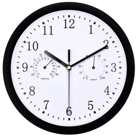 Wanduhr Außen Outdoor, 10 Zoll Funk-Wanduhr Wetterbeständig, Retro Gartenuhr Wetterfest Mit Thermometer Und Hygrometer, Outdoor Wasserdichte Uhren Für Garten, Terrasse, Schwimmbad, Badezimmeruhr