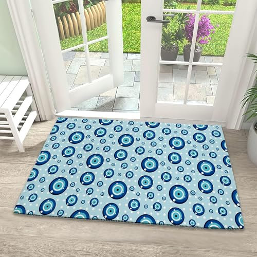 Door Mat Indoor Outdoor -Evil Eye Doormat Entryway Non-Slip Absorbent Mud Trapper Mats, Floor Mats, Soft Washable Mats Door Carpet for Entryway Bathroom Kitchen Bedroom 17 X 30 Inch