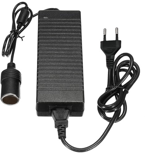 KFZ Netzadapter 180W 15A, Spannungswandler 230V auf 12V, Wechselrichter Adapter mit Zigarettenanzünder-Buchse, 100V - 240V Netzteil Adapter für Kühlbox, Autostaubsauger, Autokühlschrank, Kompressor