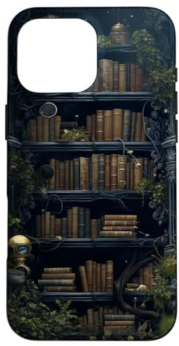 iPhone 16 Pro Max Bookshelf Library Librarian Gothic Goth Books Reading Lover Case