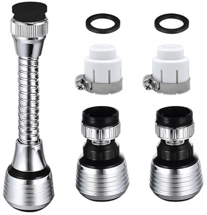 1 Langer Duschkopf Und 2 Kurze Duschköpfe, Mit 2 Adaptern, Spritzwassergeschützter Wasserhahndüse, Schwenkbarem Wasserhahn-Sprühkopf, Wasserhahn-Luftsprudler