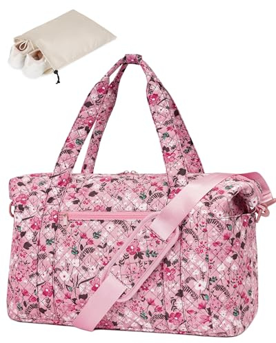 Ceneda Reisetasche für Easyjet Airlines, persönliche Gegenstände, 45 x 36 x 20 cm, Wochenendtasche, Übernachtungstasche, mit Nassfach und Schuhtasche, Handgepäck für Damen und Herren, rosa blume,