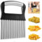 NJNNN Coupe-froissement avec Manche, Ergonomique, INOX, Hachoir ondulé français, imperméabilisant, Couteau à légumes, for Pommes de Terre, Carottes, Chips et Fruits, 14 cm(Black)