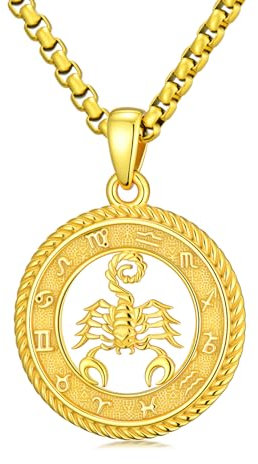 PARYFO Skorpion Halskette 925 Sterling Silber Skorpion Anhänger Sternzeichen Kette Vergoldet Astrologie Horoskop Anhänger Schmuck Geschenke für Männer Frauen Unisex Geburtstags Geschenk