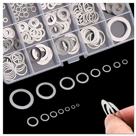 Kit di rondelle piatte sottili da 260 pezzi, set di assortimento di rondelle piatte da 15 misure, kit di rondelle per ferramenta assortite in acciaio inossidabile 304 per bulloni M3 M4 M5 M6 M8 M10 M1
