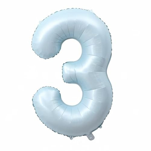 Alaoo Luftballon 3 Geburtstag Zahl, 40 Zoll Blau Creme Folienballon | Riesenzahl Ballon für Mädchen Junge Geburtstag Party Dekoration Jahrestag Dekorationen