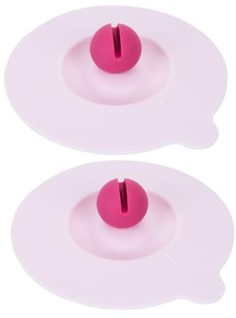 Homoyoyo 12cm Silicone Mug Covers - Airtight Seal for Glass Coffee Cups - Anti Dust Lids for Hot & Cold Beverages 2 Pack in Pink for Home & Office Use