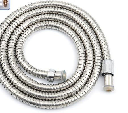 Flexible de Douche 2m - Tuyau de Douche, Chromé, Avec Noyau Épais en Cuivre et Écrou en Cuivre, Souple et Durable, Pour Douche ou Salle de Bain (2m) (Argent)
