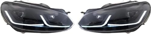 Scheinwerfer Auto Licht Für VW Für Golf 6 Mk6 2009-2012 Scheinwerfer Objektiv Scheinwerfer(Schwarz)