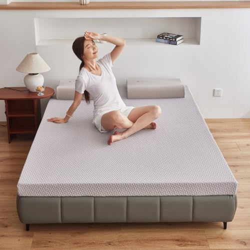 LDLCYCN Graya/10cm,200x240cm, Memory Schaum Japanische Bodenmattratze Topper Dicke 5Cm / 8Cm / 10Cm Futon Matratze Pad Mit Abdeckung Jacquard-Stoff Stricken Schlafmatte Tatami-Pad