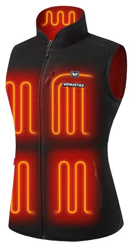 Venustas Women's Recycled Sherpa Heated Vest with Battery, High-Pile Fleece Sherpa Vest For Winter Outdoor