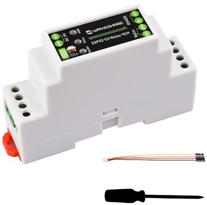 Industrial ESP32-S3 1-Channel WiFi Relay Module with RS485, Bluetooth 5, DIN Rail Mount, 10A Relay Switch, Smart Home, IoT Automation, Fits Arduino