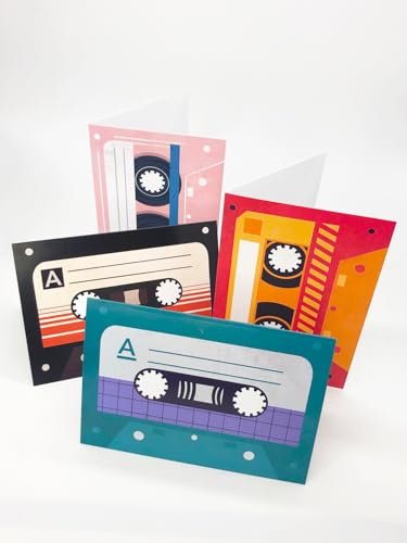 4 Stück Aufnahmebare Audio-Mixtape-Karten mit individueller Stimme oder Musik in 30 Sekunden Perfekt für einzigartige personalisierte Geschenke. Einfach zu Hause selbst gestalten, einfach drücken, um
