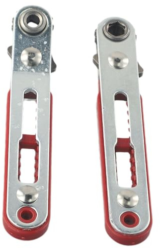 Lot de 2 mini tournevis à cliquet, clé décalée à 90 degrés avec tête plate et coudée, tournevis compact à angle droit pour espaces restreints, entraînement hexagonal et carré de 6,35 mm