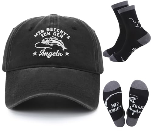 kodinsiivous Geschenke für Angler Lustige Geburtstagsgeschenke für Männer | Angler Geschenke,Baseball Cap,Lustige Socken, Fisch Geschenk für Papa,Opa,Ehemann,Sohn,Freund,Ruhestand