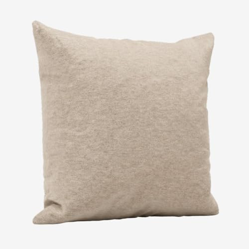 Wolkenfeld Flanell Kissenbezug 80x80 Beige – Kuschelig weicher Winter Kissenhülle aus Baumwolle – Made in Germany – Warm & Atmungsaktiv mit verdecktem Reißverschluss – Oeko-TEX Zertifiziert