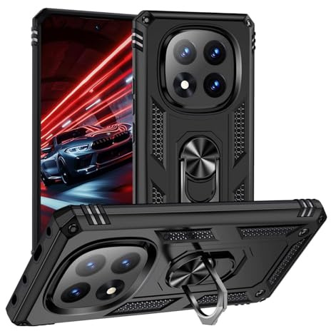 Wigento Für Xiaomi Redmi Note 14 Pro Plus 5G Armor Magnet Ring Hybrid TPU Hülle Schwarz
