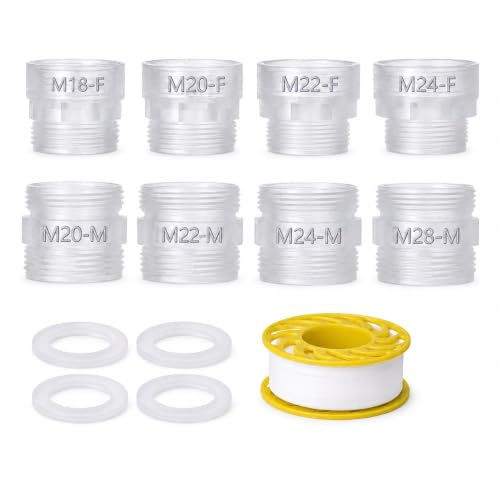 Tap Adapter Kit M18-M28 to M22 Male for Kitchen & Bathroom Taps | BPA-Free ABS for tap aerators, water filter connections and standard fittings