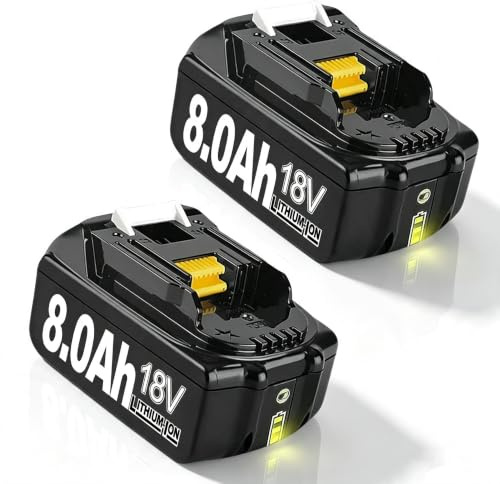 2X Lithium 8.0Ah/8000mAh Ersatzakku für Makita Akku 18V Kompatibilität für Makita 18V Akku BL1860B BL1850B BL1840 BL1830 BL1860B BL1815 BL1835 with 3LED Werkzeug (2PACK)