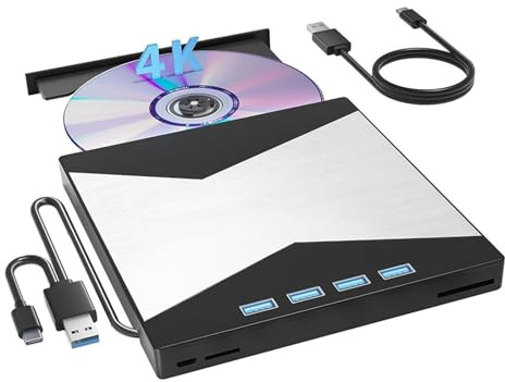 JVDDI External Blu Ray Drive 4K Bluray Player for Laptop USB 3.0 /CD/DVD RW Reader Burner