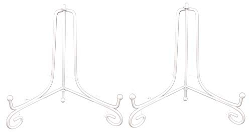 Tincogo Lot de 2 Blanche Métal chevalets Porte Assiette Présentoirs Décoratifs en pour Photo, Cadres pour Image, Livres de Cuisine, Assiettes décoratives, Tableaux et pièces d’Art,8 Pouces