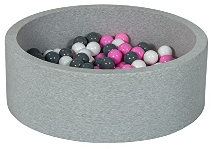 Velinda Piscine a balles pour Enfant, Aire de Jeu + 150 balles (Couleurs des balles: Blanc,Rose Clair,Gris)