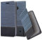 Cadorabo Hülle kompatibel mit Nokia Lumia 550 aus Premium Jeans und Kunst Leder Flip Klappbare Stoßfeste Magnetische [Standfunktion] [Kartenfächern] Cover Hülle für Nokia Lumia 550 Tasche in Blau