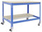 Simon Rack Tavolo da lavoro officina, capacità di carico 120 kg, 917 x 910 x 610 mm, include ruote, blu/legno - BT0
