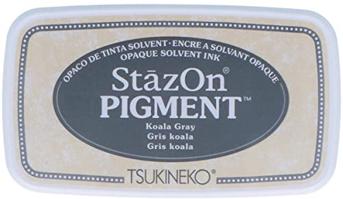 Tsukineko SZ-PIG-032 SZPIG-032 StazOn Pigmenttinte Stempelkissen-Grau, Koala Gray-Groß-Deckend, Lufttrocknend, Wasserfest-Embossing, Grey