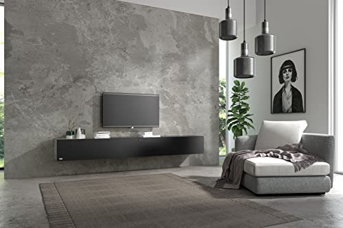Wuun® TV Lowboard TV Board hängend I 100cm-280cm I Hängeschrank Wohnwand/Somero I Schwarz-Matt I 200 (2X 100) cm