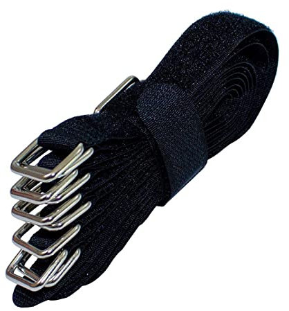 Lumonic 10x Klettbinder 200x20mm gekreuzt Schwarz - Wiederverwendbare Kabelbinder aus Klettband - Zum Befestigen oder Kabelmanagement