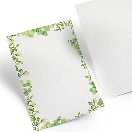 Logbuch-Verlag 50 Blätter Eukalyptus Briefpapier Papier DIN A4 weiß grün Blätter Motivpapier Hochzeit Einladungen Geburtstag 100g
